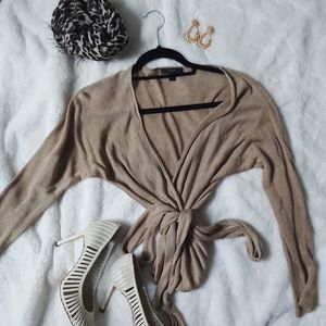 Sheer Tie Belt Sweater